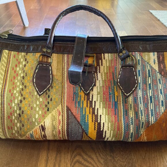 Kilim Leather Duffle Bag - Picture 1 of 11